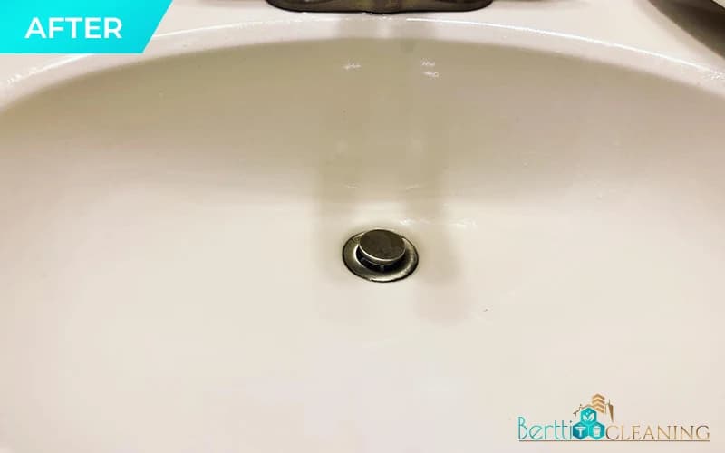 After: Bathroom sink drain, built-up grime around the ring