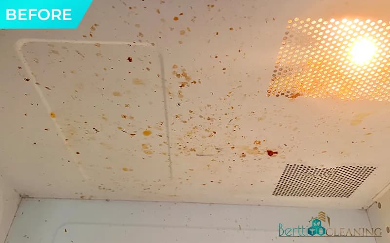 Before: Microwave interior with dried food splatter